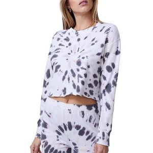 NWT Monrow Super Soft Tie Dye Boyfriend Cropped Sweatshirt Size S